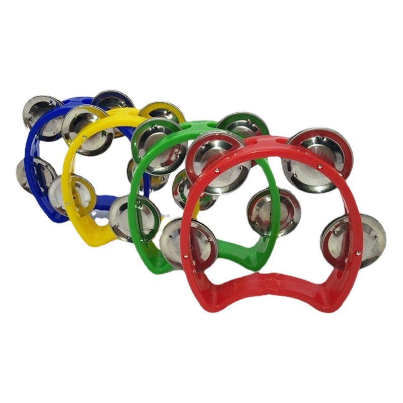 Hand Rattle Orff Musical Instrument Children's Interactive Performance Accompaniment Flower Drum Ring Early Education Teaching Aids Small Four-Bell Ring Wholesale