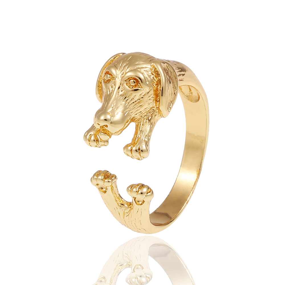 Damenschmuck Kupfer vergoldet kreativen Hundeschwanz Ring Grohandelpicture4