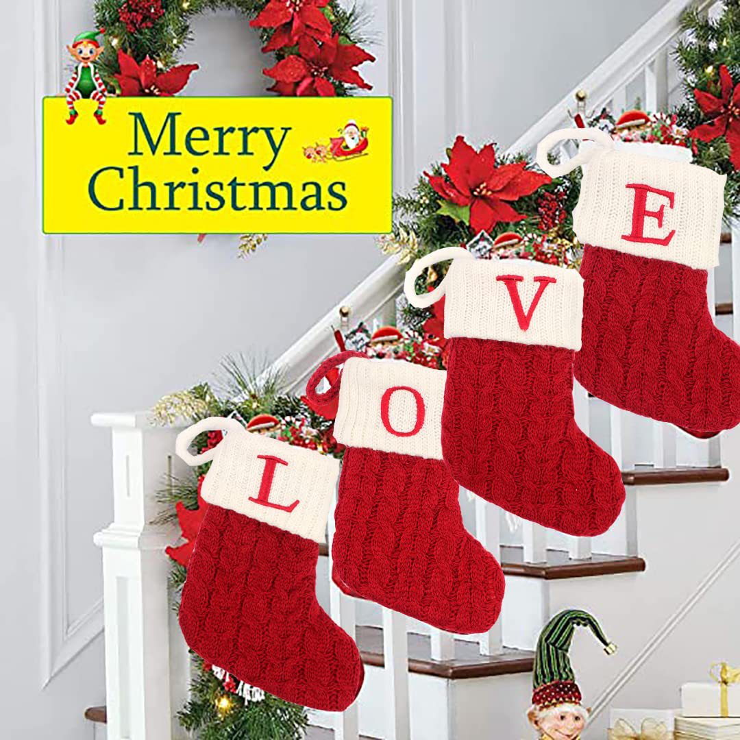 Amazon calcetines de Navidad de lana de punto de Navidad calcetines de la letra de Navidad colgante de jardín de infantes bolsa de regalo de caramelo