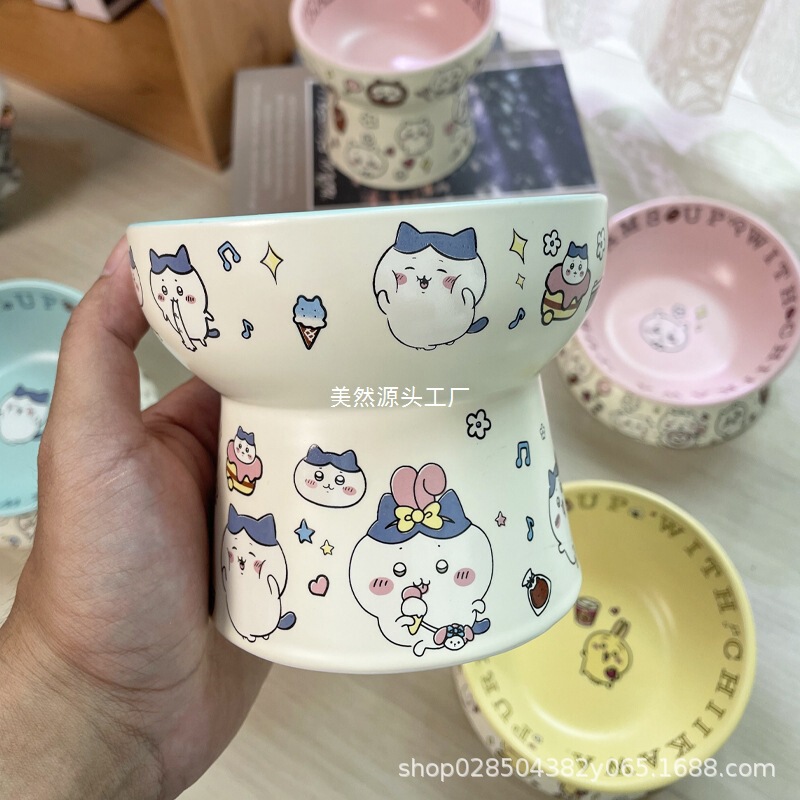 Jiyikawa 猫ボウル 黒あご防止猫 Usachi 缶詰フードボウル セラミックドッグフードボウル 猫 Xiaoba デザートボウル|undefined