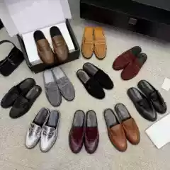 New Designer Classic Full Leather Closed-Toe Loafer Mule – British Style Slip-On Round-Toe Crinkle Commuter Shoes for Women