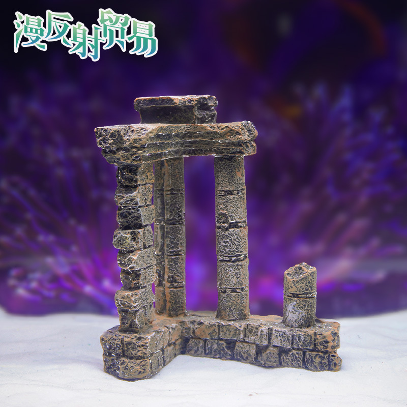 Simulación de columna romana rota, acuario de paisajismo, decoración de acuarios, peces y camarones para evitar la creatividad, venta caliente de péndulo transfronterizo