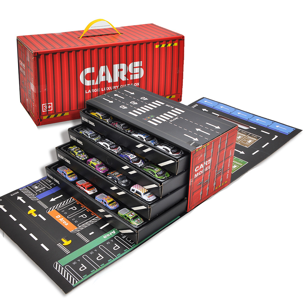 Cross-Border Hot-Selling Pull-Back Scene Storage Container Truck Mini Car Toy