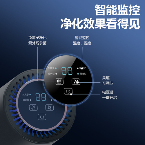 Factory-direct NobiQ in-car smoke and dust removal negative ion air purifier with desktop UV sterilization and disinfection function