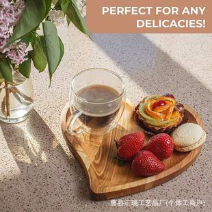Creative Wooden Heart-Shaped Tray Wooden Party Heart Snack Fruit Decoration Tray Solid Wood Home Cooked Food Plate