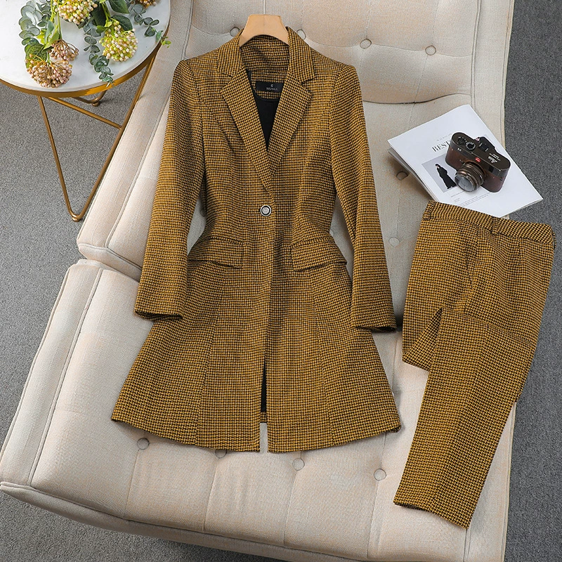 Среднедлинная клетчатая маленькая пиджак женская весна и осень с длинными рукавами тонкая корейская ветровка ретро дикий продвинутый смысл