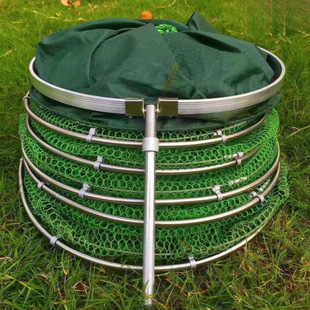 Fish Protection Net Bag Stainless Steel Fishing Gear with Rubber Coating for Quick-Drying Fishing, Double-Ring Competitive Fishing Protection Bag Lanqi