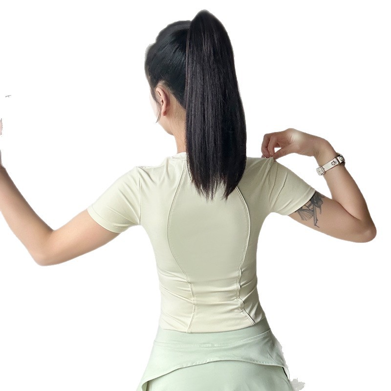 Nude Feel Short Sleeve Zipper Workout Clothes Women's Wear Outdoor Sports