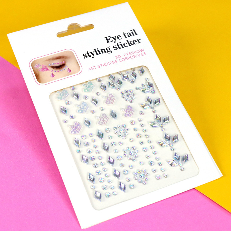 Pegatinas de Pedrería para Maquillaje Facial y Ojos de Resina Autoadhesivo Brillante para Maquillaje Facial y Ojos