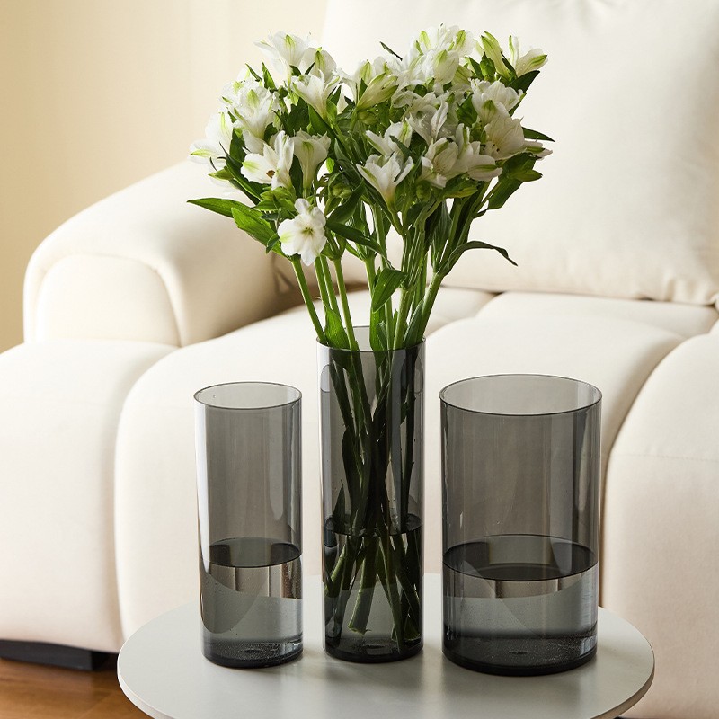 Factory direct acrylic vase ornaments living room water flower anti-fall light luxury high-end transparent straight tube rich bamboo