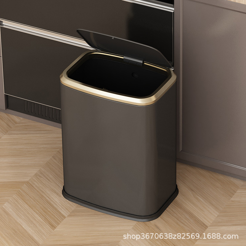 Acero inoxidable prensando la cubierta de la basura doméstica gran 15L cocina sala de estar hotel con cubierta nueva cesta sala de estar