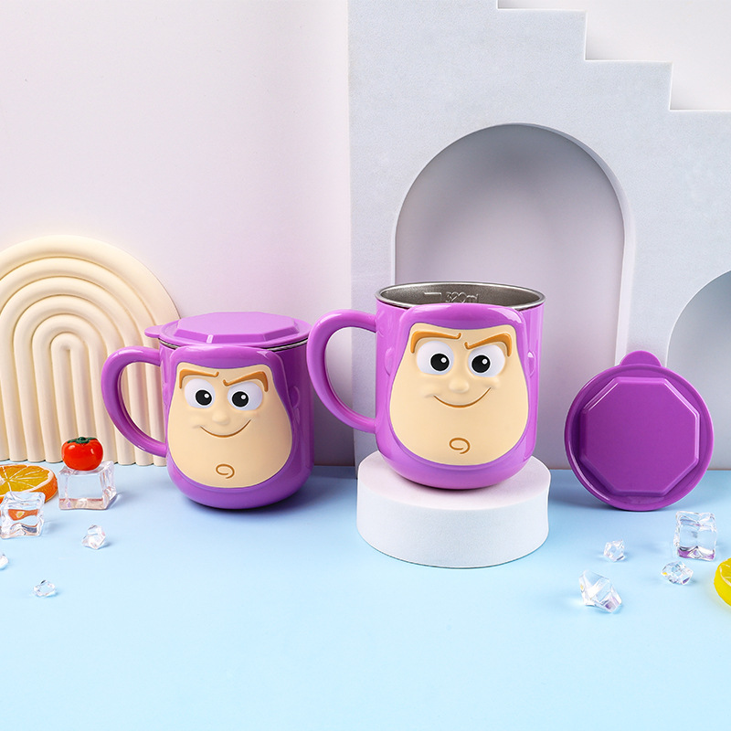 Disney serie 3D tazas estereoscópicas para niños 304 tazas de acero inoxidable tazas de agua princesa tazas de desayuno McQueen anti-caída