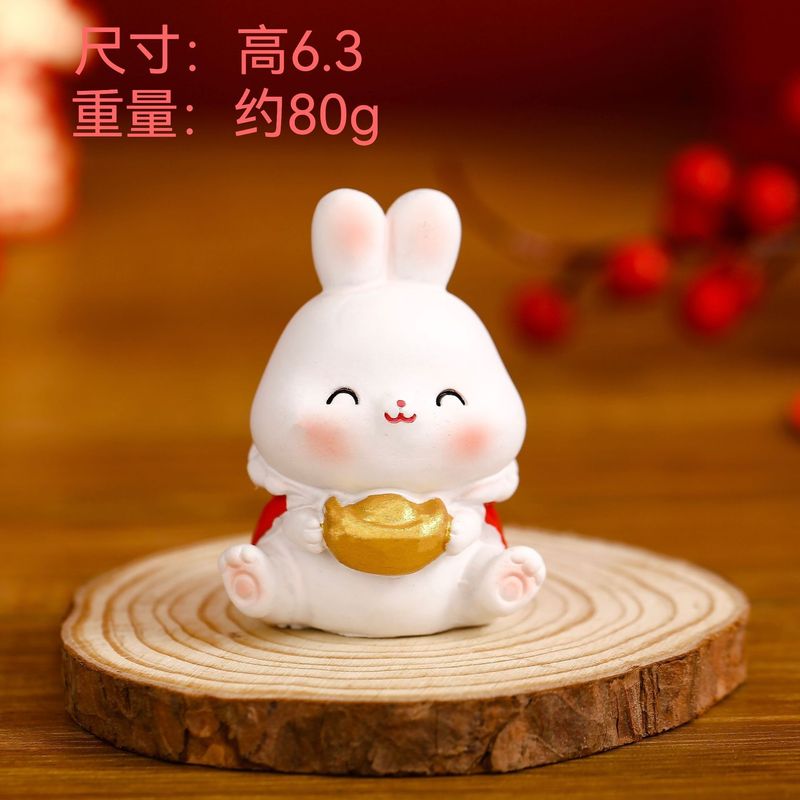 かわいいウサギの祝福車の装飾品クリエイティブかわいいウサギ年干支樹脂工芸品漫画人形ウサギの装飾品|undefined