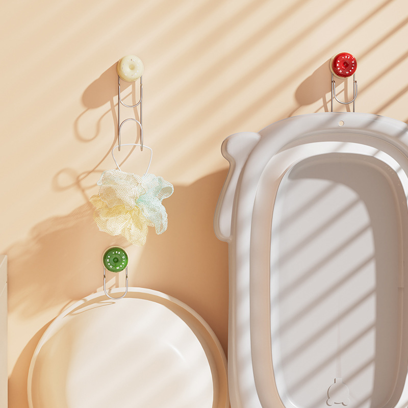 吸盤洗面器収納ラックフック浴室トイレ洗面器壁掛けパンチフリー多機能洗面器収納ラック|undefined
