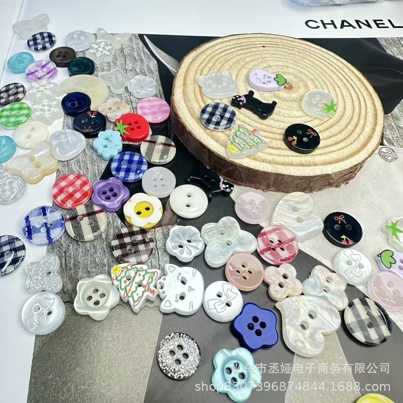 韩系奶油色纽扣盲盒混装ins风手账本装饰DIY娃衣配件串珠饰品纽扣|undefined