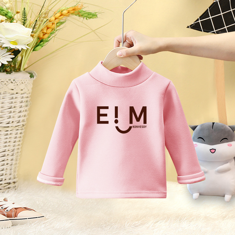 Otoño e invierno niños y niñas top de una pieza 3-9 años de edad media turtleneck bebé niños de terciopelo ropa interior térmica bottoming ropa infantil image 7