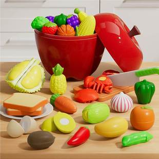 New Big Apple Storage Bucket Baby Play House Durian Cutting Fun Simulation Fruit Girl Mini Kitchen Toy