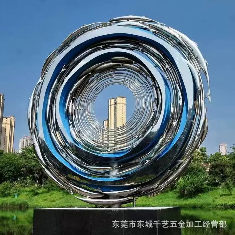 不锈钢景观定 制美陈雕塑户外廊架大型中式锻铜制作小区商场摆件
