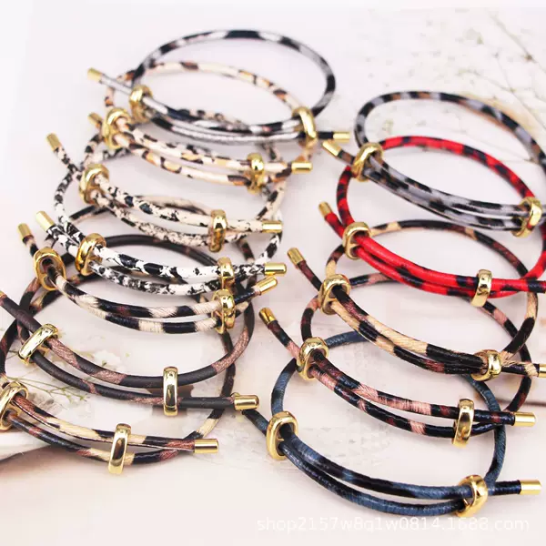 Cross-border Hip-hop Multicolor Snake-print Leopard-print Buckle Woven Hand Rope Women's Distinctive DIY Beaded Hand Rope Accessories
