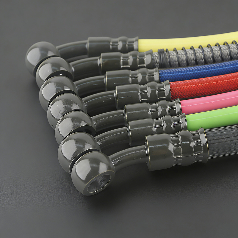 Modified Scooter Front and Rear Disc Brake Oil Lines, Electric Vehicle Brake Oil Lines, High-Pressure Steel Hoses, Universal, Colorful