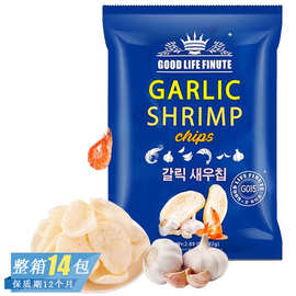 韩国进口趣莱福蒜香味虾片膨化蟹味薯片脆玉米片年货网红零食批发