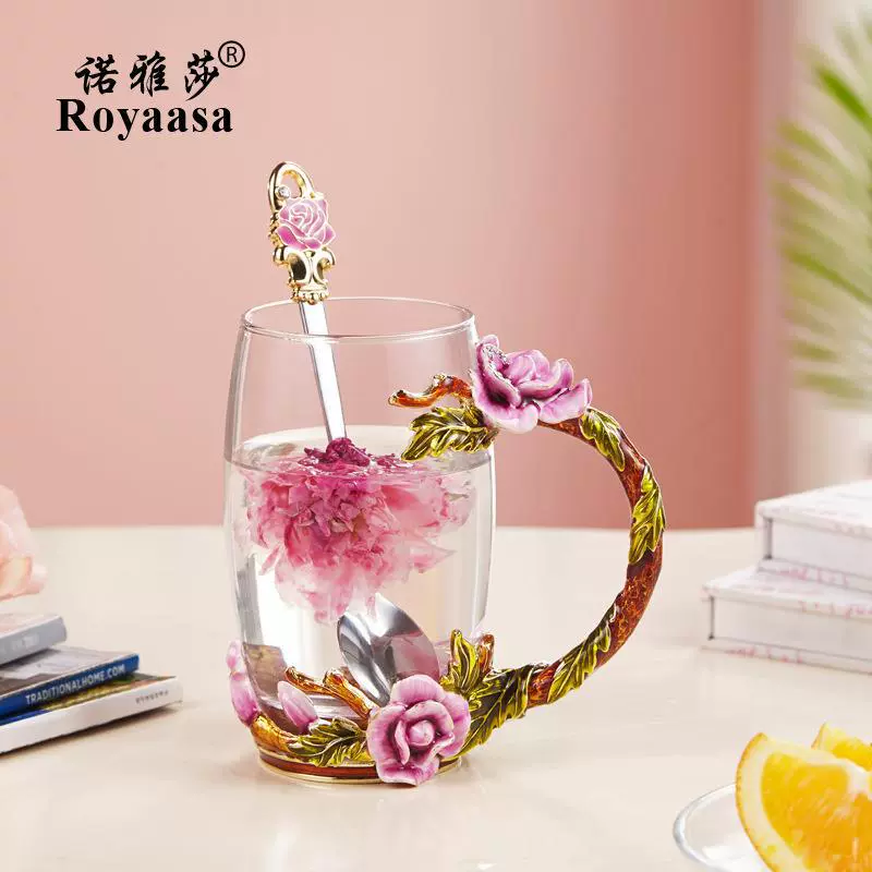 情人节欧式珐琅彩水晶玻璃杯子女神轻奢法郎礼盒装礼品送女友玻璃