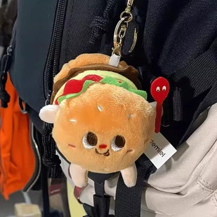 New Hamburger Hot Dog Chicken Leg Plush Pendant Small Doll Boutique Doll Fast Food Series Bag Pendant Keychain