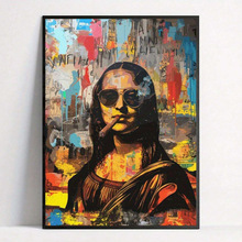 装饰艺术现代蒙娜丽莎帆布印刷时尚主题肖像壁画水墨艺术品客卧室