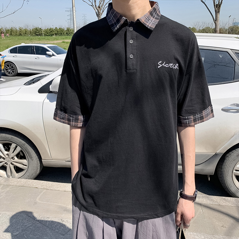 Summer Student Party polo shirt short sleeve men's New Japanese style versatile casual lapel half sleeve t-shirt Summer Student Party polo shirt short sleeve men's New Japanese style versatile casual lapel half sleeve t-shirt