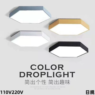 超薄彩色吸顶灯六边形房间灯过道灯110V日规灯具跨境专供