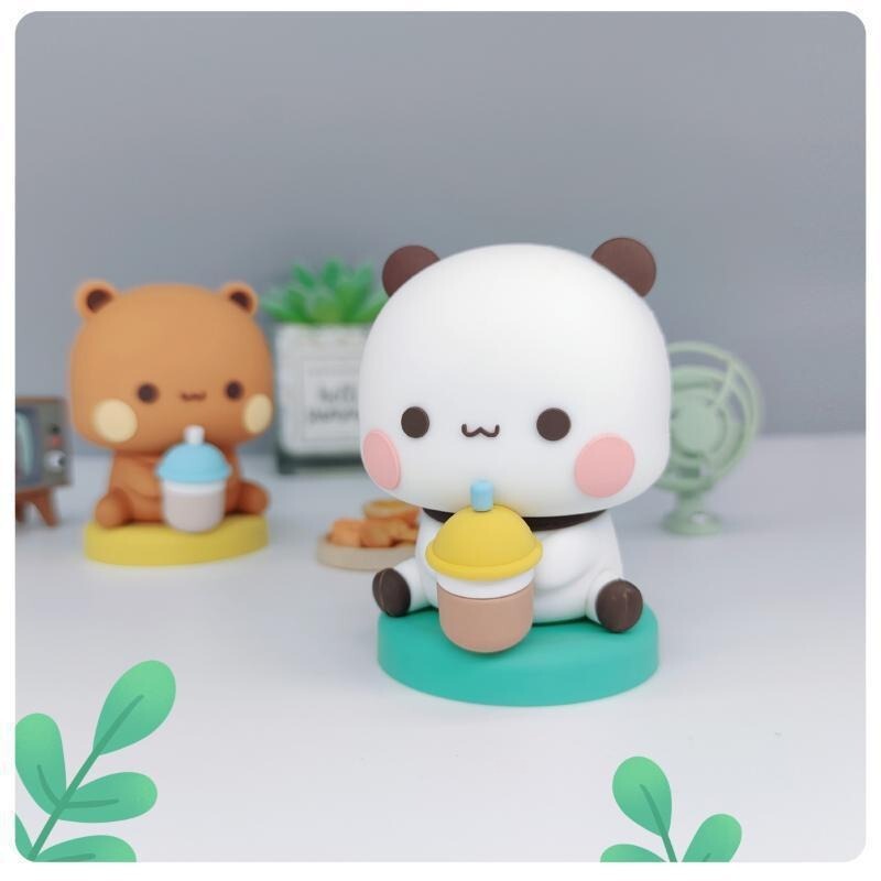 パンダ 1 と 2 と Bubu デスクトップ人形フィギュア車の装飾品漫画かわいいアニメーション装飾品トレンディなおもちゃ人形|undefined