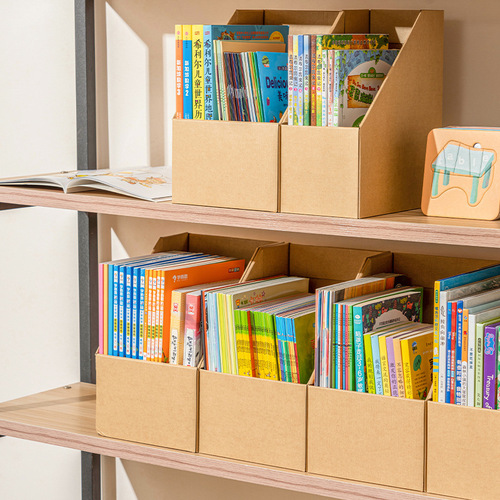 Brown paper bookcase desk organizer student bookshelf storage box cabinet desk paper book office storage box