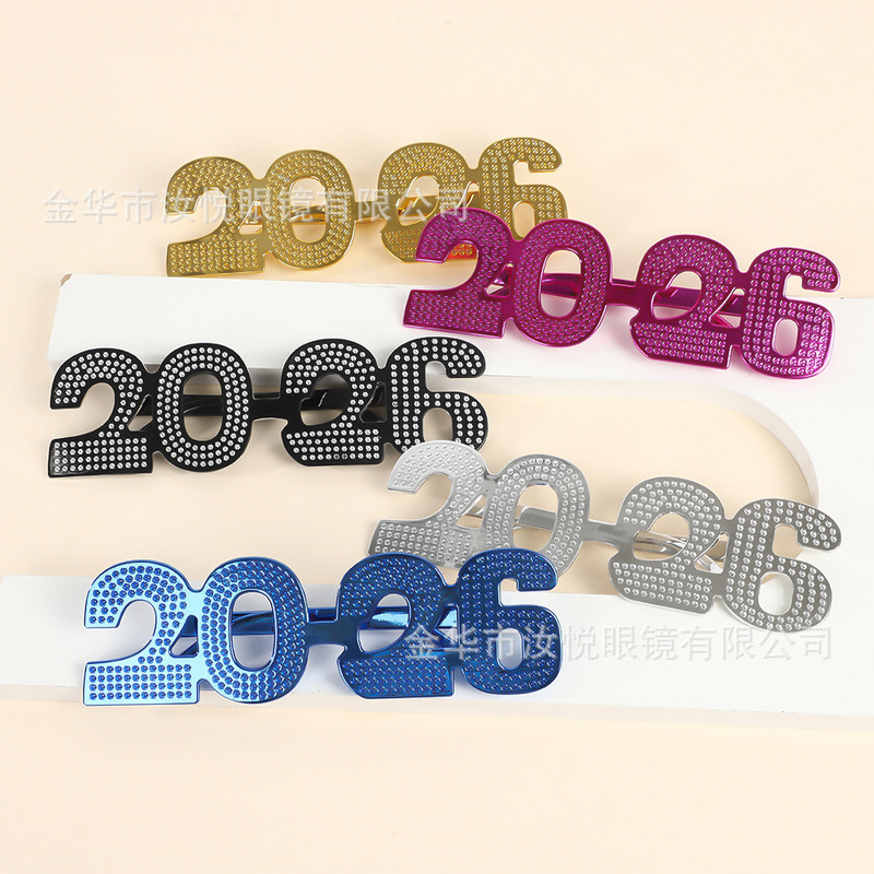 新年大晦日写真小道具 2026 面白いメガネ新年パーティーパーティー 2026 デジタルメガネ卸売|undefined