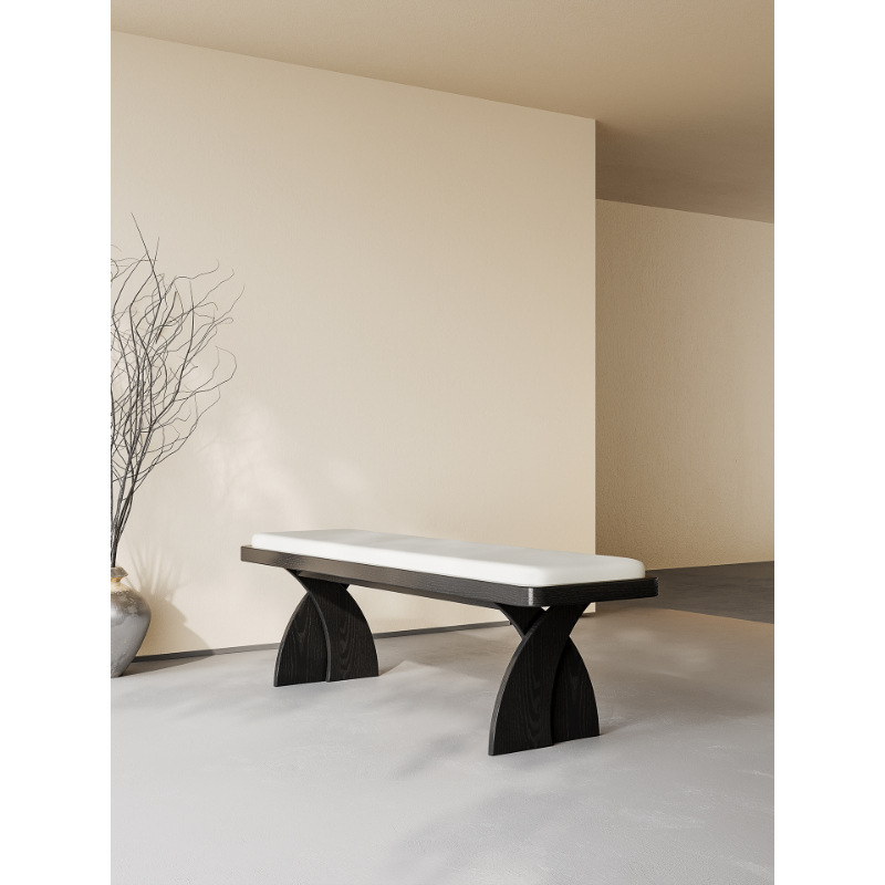 Bancos de madera maciza estilo medieval dormitorio casero taburete de cambio de zapatos diseñador de vestuario de descanso taburete de cola de cama