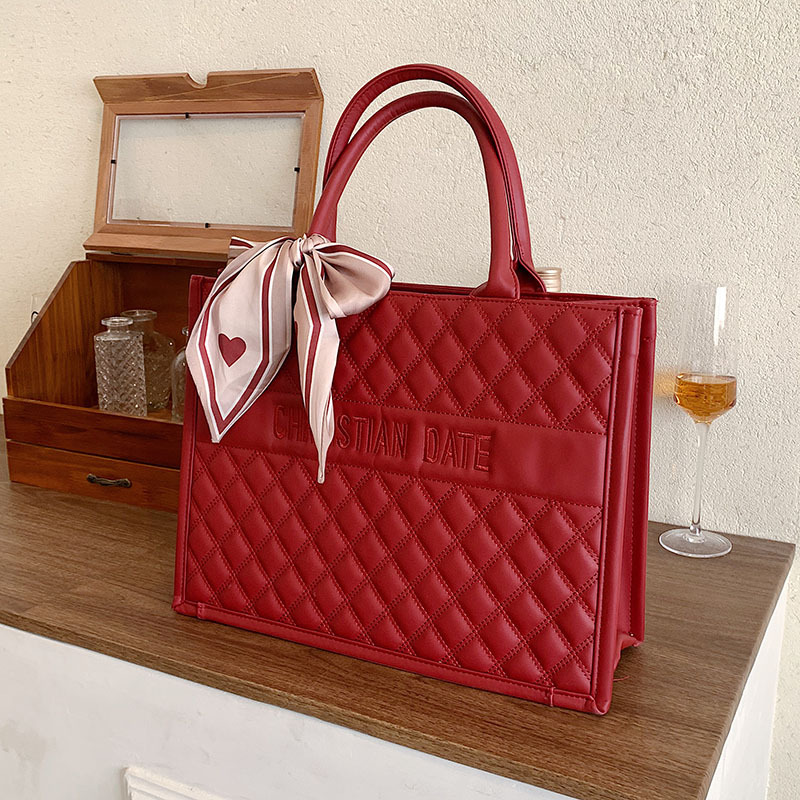 Bolsos para mujer 2024, nuevo estilo, bolso de mano con diseño de rombos, gran capacidad, bolso tote de color liso, texturizado, moderno, bolso bandolera.