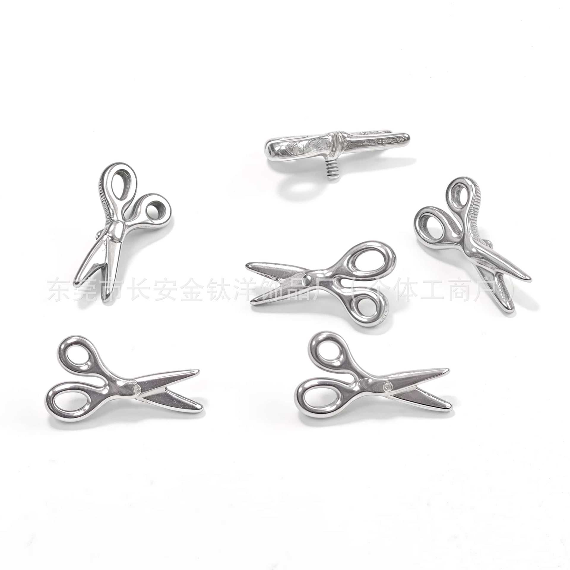 F136 Titanium Internal Thread Scissors Earrings Nose Studs Ear Bone Studs Cochlear Studs G23 Titanium Alloy Body Piercing Jewelry detail image 8