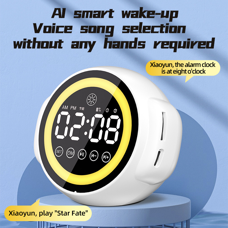 Spezieller Wecker mit Bluetooth, hoher Lautstärke, Multifunktion, Nachtlicht, wiederaufladbarem kleinem Lautsprecher für Studentenwohnheime_voghion.com