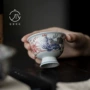 高脚陶瓷功夫纯银品茗杯