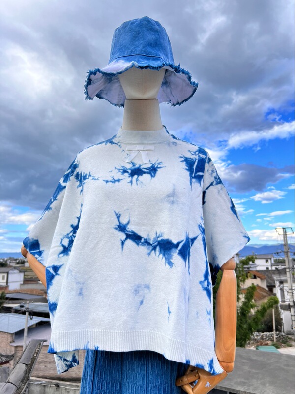 Yunnan Dali Bai Handmade Tie-dyed Sweater Dali Tie-dyed Sweater Autumn and Winter Adult Children's