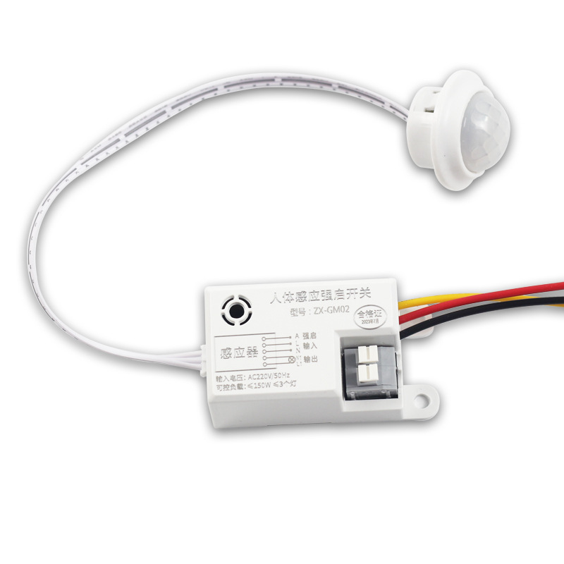 AC220V 强启五线款人体感应开关车库楼梯LED灯饰可延时红外传感器