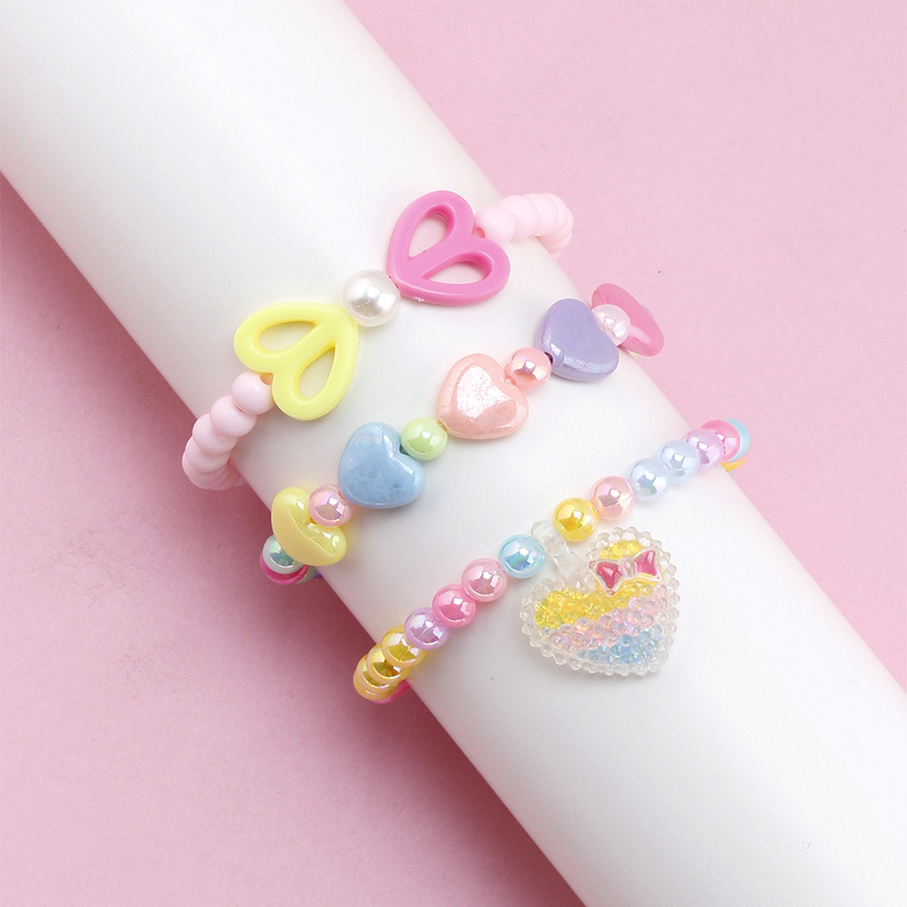 1 Set Fashion Heart Shape Plastic Resin Kidu0027S Bracelets