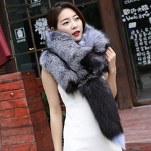 整只狐狸皮圍巾冬天加厚保暖夾子雙面男女通用韓版潮時尚雙面長款
