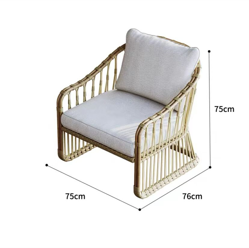 Balcón al aire libre ocio silla de caña al aire libre sofá combinación de asiento hotel terraza villa jardín muebles de caña