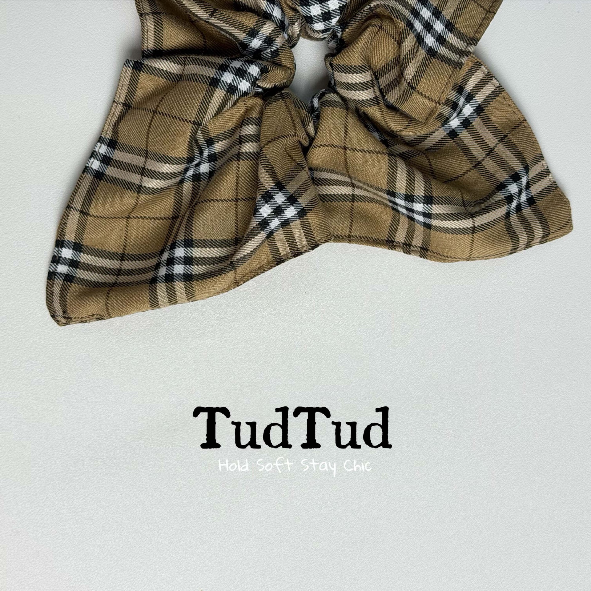 Tudtud Brown Plaid Scarf Hair Tie! Low-Saturation, High-End Hair Accessories for Everyday Hairstyles