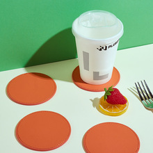 现货皮革餐垫杯垫防水隔热水杯垫跨境电商选品咖啡店西餐厅水杯垫