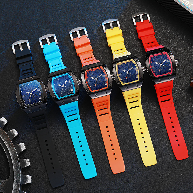 Shangmei marca nueva tendencia de moda dominante de alto valor estrella de cinco puntas luminosa reloj de hombre en forma de barril de negocios
