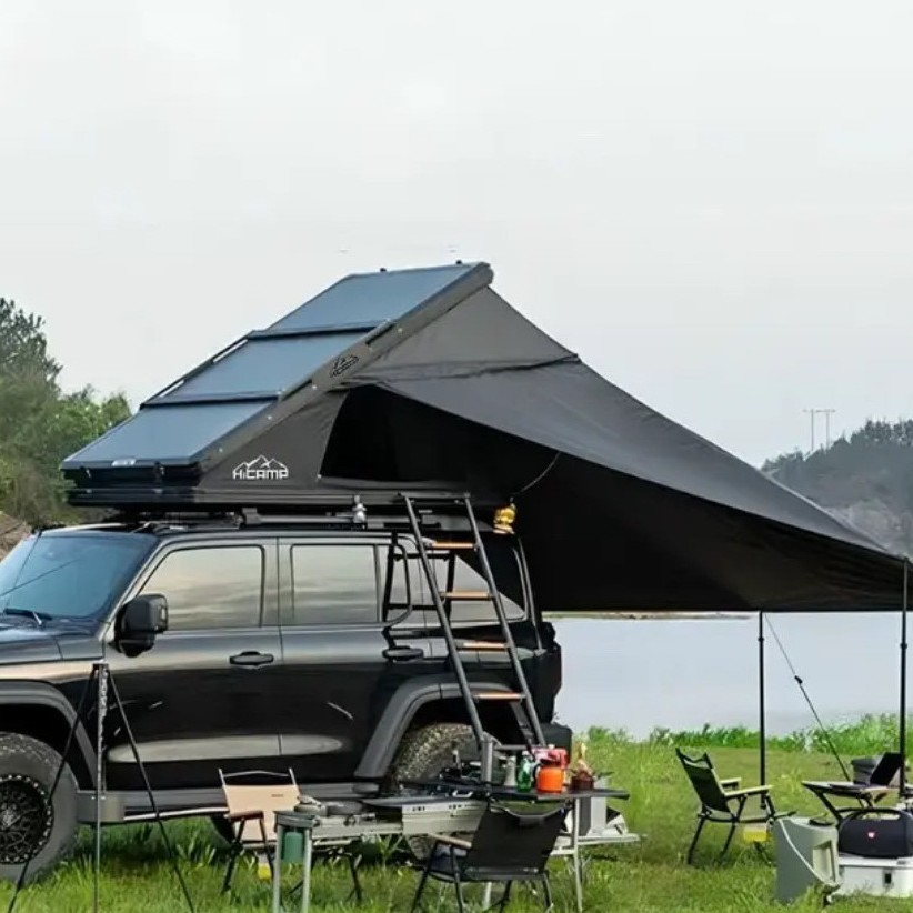 Carpa de techo automática de aleación de aluminio auto-conductora al aire libre RV plegable a prueba de agua camping viaje