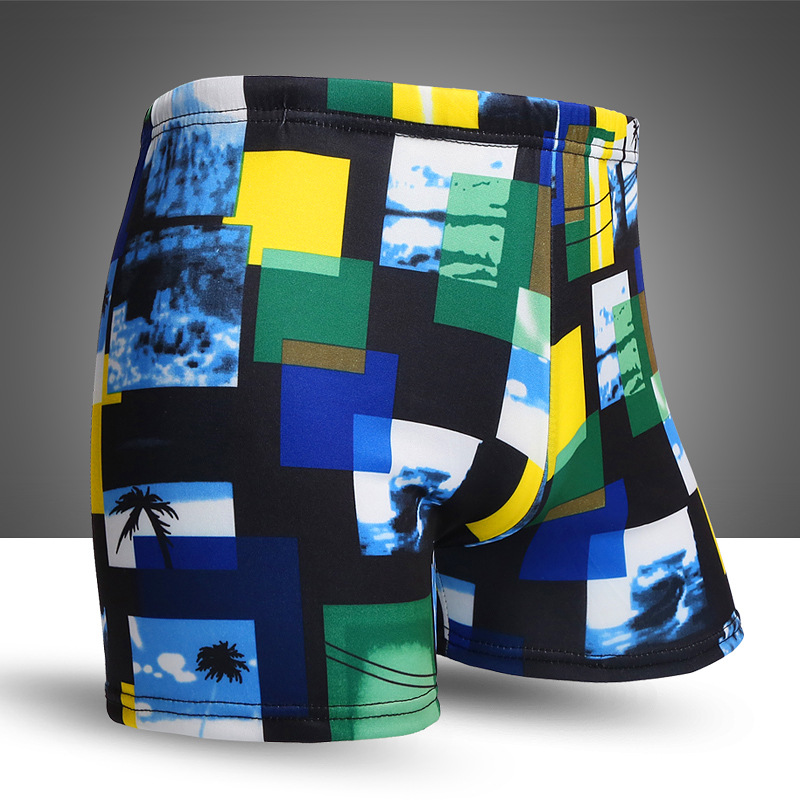Adult Men's Swimming Trunks One Size Milk Silk Boxer Printed Swimming Trunks Men's Hot Spring Beach Swimming Trunks Factory Wholes