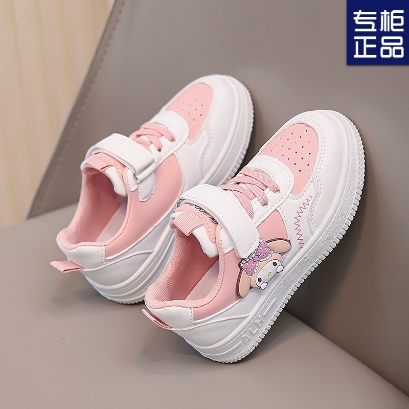 2025 spring and autumn new children's soft-soled small white shoes students foreign-style cartoon sneaker kulomi girls' board shoes