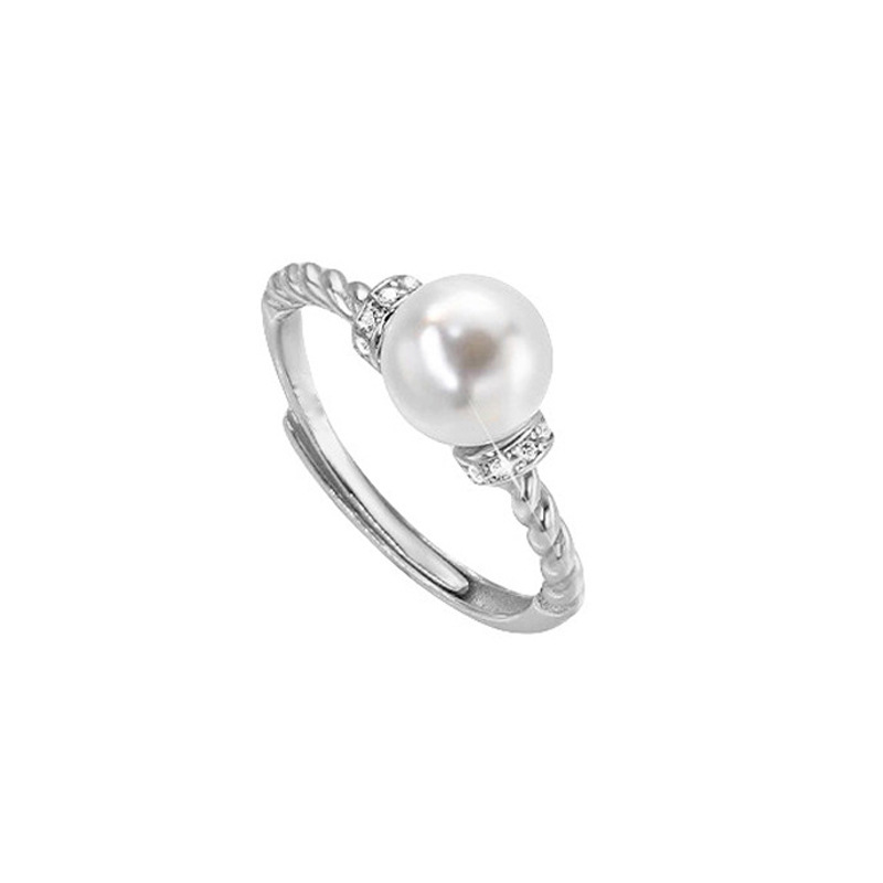 화이트 진주 트위스트 링